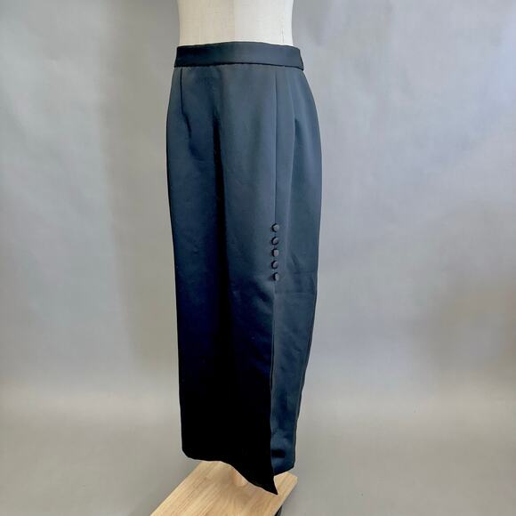 Alex Evenings black satin tuxedo a line maxi skirt Size 12 - Picture 6 of 12
